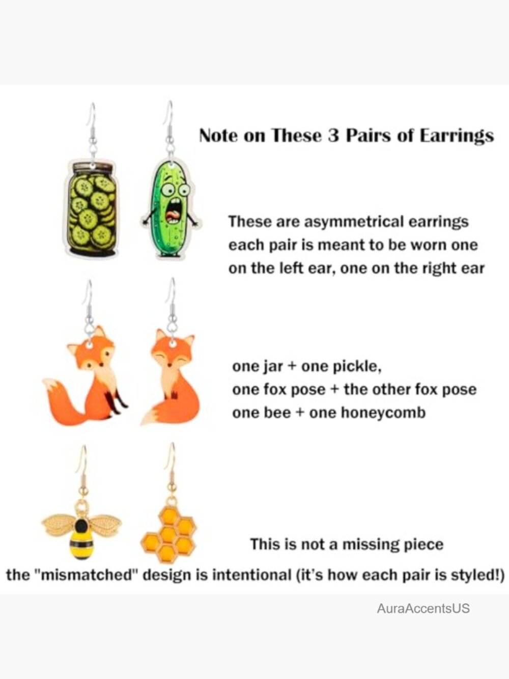 36 Pairs Cute Fun Earrings Set Weird Cool Statement Dangle Resin - Picture 5 of 7